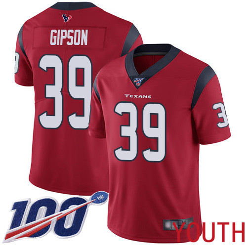 Houston Texans Limited Red Youth Tashaun Gipson Alternate Jersey NFL Football #39 100th Season Vapor Untouchable